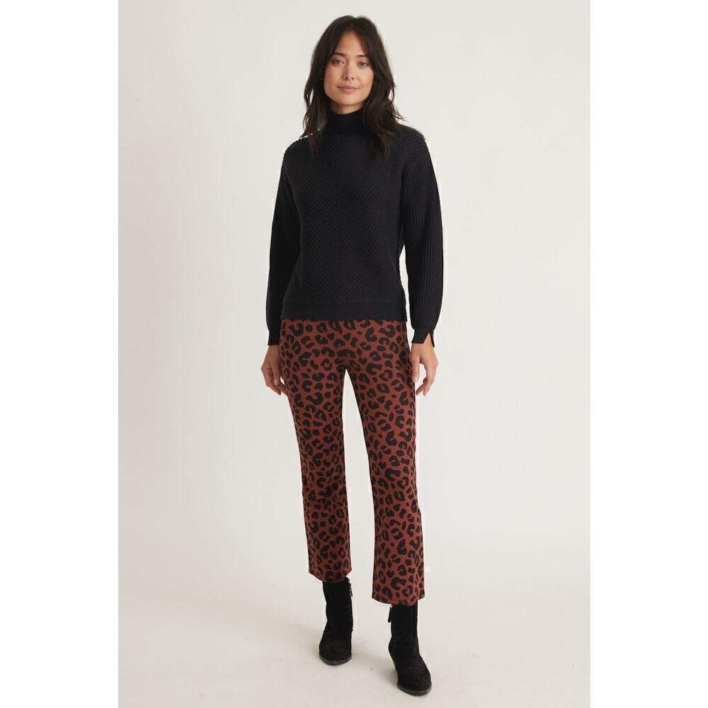 Marine Layer Valencia Pant Kick Flare Leg Cheetah Animal Print Brown NWT S